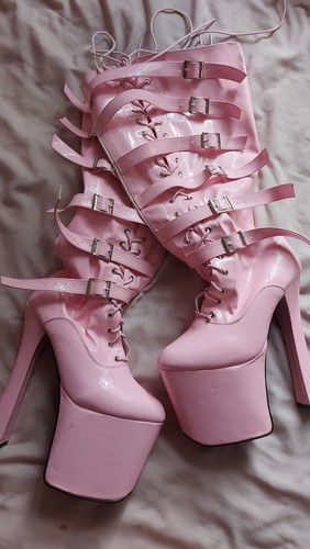 Pink lace knee high - lace,