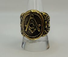Freemason, Gold Tone, Size 10, Stainless Steel Masonic Ring, .75oz