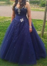 MoriLee Blue Sequin Ball Gown Tulle Prom Dress UK Size 12