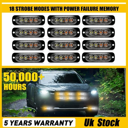 12x led amber white grill - 4-led, amber/white