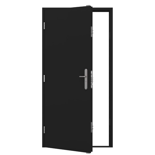 Jet black security steel door - steel,