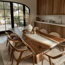 Live edge walnut river dining - river,