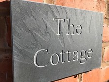 Handmade In UK Personalised 12"x8" Natural Slate Sign – Rustic House Name Plaque