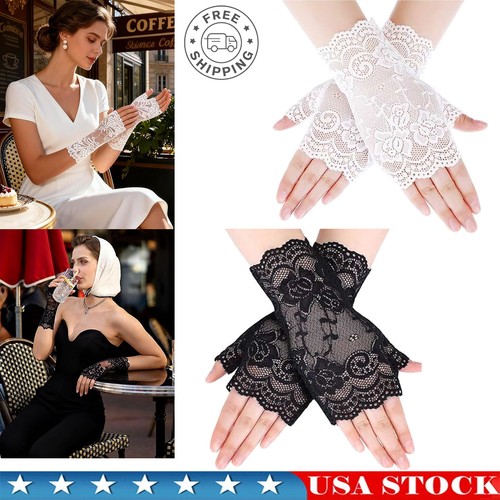 Women short lace gloves - 2x,