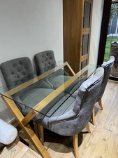Glass Habitat Dining Table & 4 Next Grey Chairs *Great Condition*