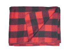 75% Wool Blanket Buffalo Plaid Check Throw Rug Red & Black Outdoor / Indoor Soft