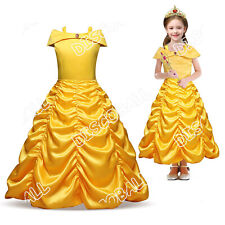Girls Beauty and the Beast Fancy Dress Up Belle Princess Party Costume kids Gift