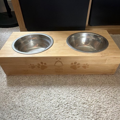 Forest raised wooden dog - forest, bowl