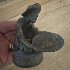 Gold Silver Miner Statue Bust Vintage Paperweight Genuine USA Brass 1+LB Decor