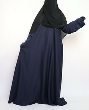 Dubai Classic Everyday Abaya Flare Umbrella Muslim Women Maxi Dress Navy