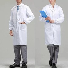 WHITE STANDARD CLASSIC LAB COAT HYGIENE WAREHOUSE LABORATORY DOCTORS MEDICAL UK