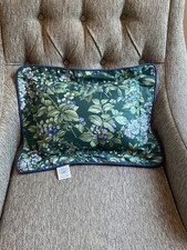 Laura Ashley Pillow Bramble Berry Green Floral Decorative 19x12 Vtg