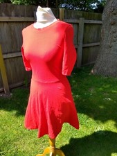 Ladies Topshop (8-)10 Red T-shirt Stretchy Twirly Skater Dress Short sleeve 