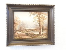 I CAFIERI - OIL ON CANVAS PAINTING  Trees / River SIGNED 35cm X 30 Small