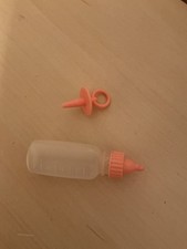 Tiny Tears Original Vintage Pink Dummy and Feeding Bottle - Good Condition 