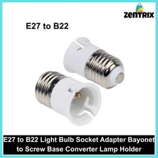 E27 to B22 Light Bulb Socket Adapter Bayonet to Screw Base Converter Lamp Holder