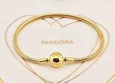 New Genuine Pandora Moments Shine Gold Smooth Snake Chain Bracelet 568748C00