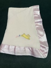 Vintage Disney Winnie the Pooh Baby Crib Blanket Satin Trim  27x38 Butterfly