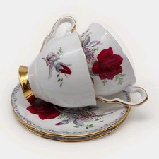 Royal Stafford Roses To Remember Tea Cup & Saucer x2 Bone China Vintage 200ml