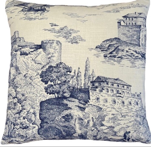 Blue toile cushion cover - cushion,