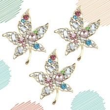 3pcs Rhinestone Maple Leaf