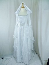 White and Silver Medieval Wedding Dress Renaissance Gown Custom made to size