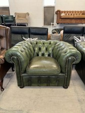 Chesterfield Green Real Leather Vintage Tub Chair