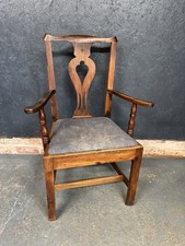 Antique Georgian Oak Elbow Chair Carver Armchair Dining Chair 