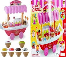Kids Pretend Play Sweet Shop Candy Ice Cream Cart Toy Set lights sound