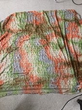 Stretch Ruffle Rara Tie Dye Jersey Fabric In Green And Pink