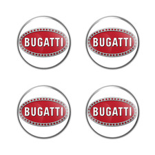Bugatti Stickers Silicon Decals Glossy 4pc Resin Rim Badge Wheel caps 15- 100mm