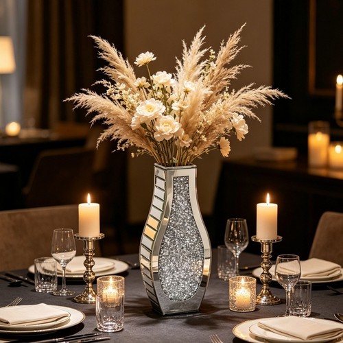 Mirrored flower vase crushed - mirrored,