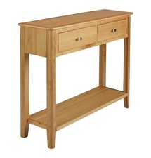 Scandi Retro Oak 2 Drawer Console Table / Hallway Unit / Telephone Table