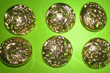 6 X GOLD FILIGREE SHANK STYLE 20MM BUTTONS FOR CARDIGAN/JACKET/BLAZER/DRESS