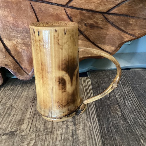 Vintage neutral bamboo cup - bamboo,