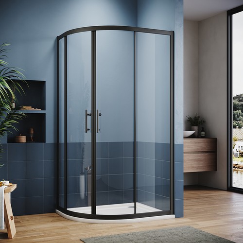 Black offset quadrant shower - offset,