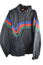 ADIDAS Vintage Windbreaker Jacket size 6'1" Mens Retro Navy Casual Outdoors