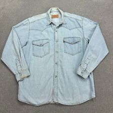 Levis Denim Shirt Adult Large Blue Sawtooth Snap Red Tab Cowboy Rodeo Men*