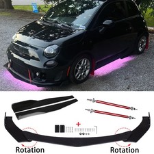 For Fiat Abarth 500 595 695 Front Bumper Splitter Lip + Strut Rods + Side Skirts