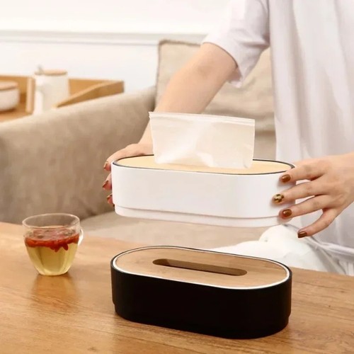 Bamboo wooden tissue box - wooden,