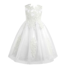 Floral Lace Flower Girl Dress Embroidered Pageant Dresses Communion Ball Gowns