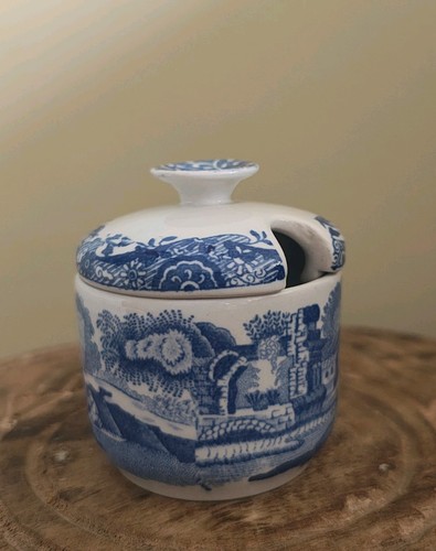 Spode blue italian mustard pot - blue,