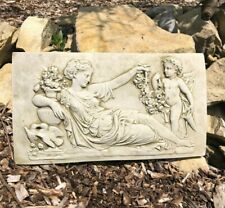 Roman Lady Stone Plaque |Hanging Outdoor Garden Ornament Greek Classical Decor A