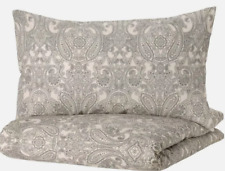 Double, IKEA Jattevallmo Duvet cover & 2 pillowcases, beige/dark grey. Paisley