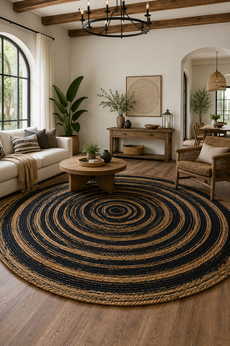 Handmade black natural jute - black,