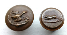2 x Antique Sporting Bronze Buttons - Ducks / Hare / Rabbit / Hunting
