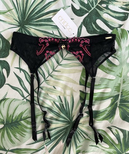 Entice black floral embroidery - black,
