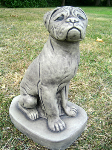 Stone boxer dog ornament - stone,