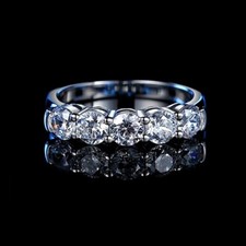 4mm D VVS1 Moissanite Engagement Ring Women S925 Silver 18K White Gold Plated