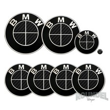 For BMW Badge Gloss Carbon Fibre Black x2 All Models Decal Sticker Fiber Overlay